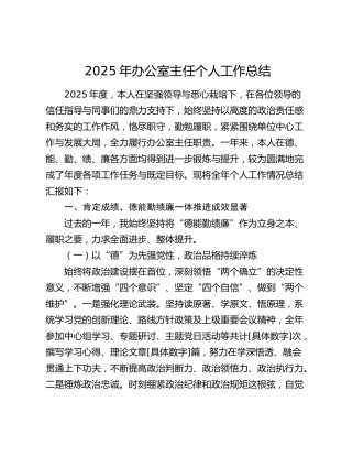 2025年办公室主任个人工作总结
