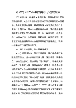 国企2025年度领导班子述职报告