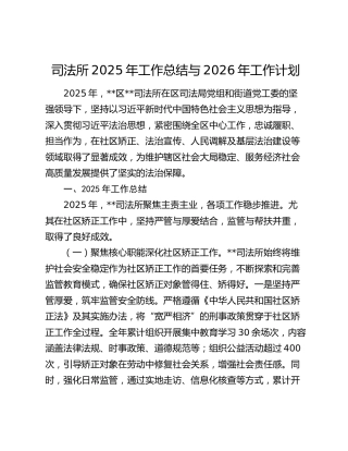 司法所2025年工作总结与2026年工作计划