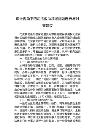 审计视角下的司法救助领域问题剖析与对策建议