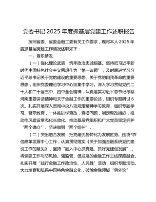 党委书记2025年度抓基层党建工作述职报告（2）