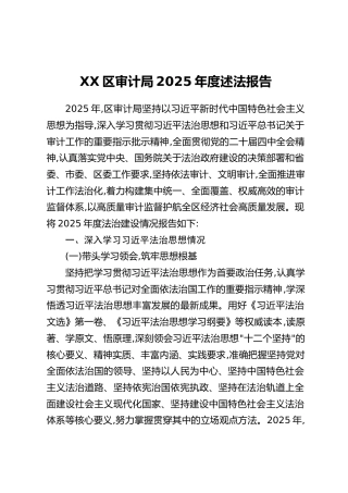 XX区审计局2025年度述法报告