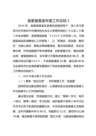 县委督查室年度工作总结1