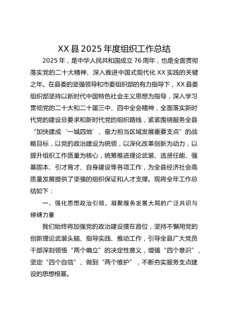 xx县2025年度组织工作总结