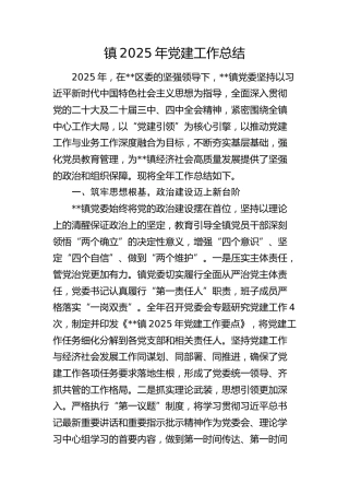 乡镇2025年党建工作总结