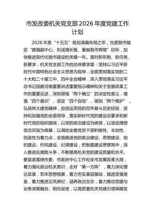 2026年度党建工作计划（发改5000字）