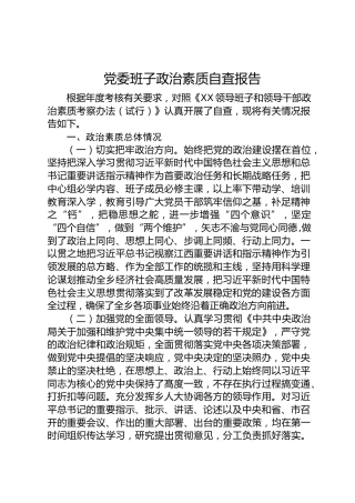 党委班子政治素质自査报告