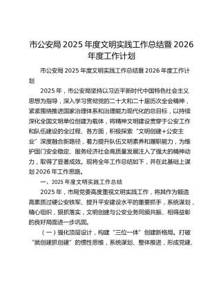 市公安局2025年度文明实践工作总结暨2026年度工作计划