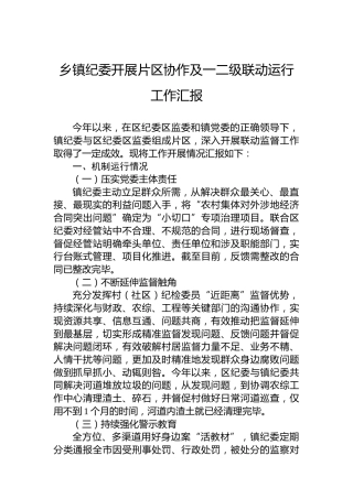 乡镇纪委开展片区协作及一二级联动运行工作汇报