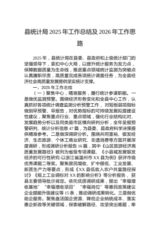 县统计局2025年工作总结及2026年工作思路