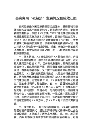 县商务局“夜经济”发展情况和成效汇报
