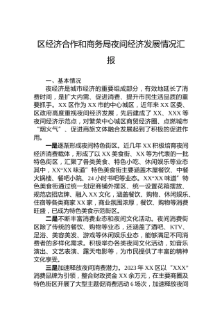 区经济合作和商务局夜间经济发展情况汇报