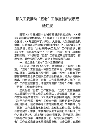 镇关工委推动“五老”工作室创新发展经验汇报