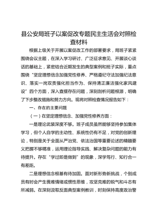 县公安局班子以案促改专题民主生活会对照检查材料
