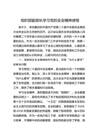 组织部副部长学习党的二十届四中全会精神感悟