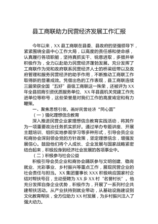 县工商联助力民营经济发展工作汇报
