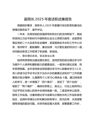 副局长2025年度述职述廉报告