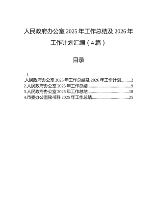 人民政府办公室2025年工作总结及2026年工作计划汇编（4篇）