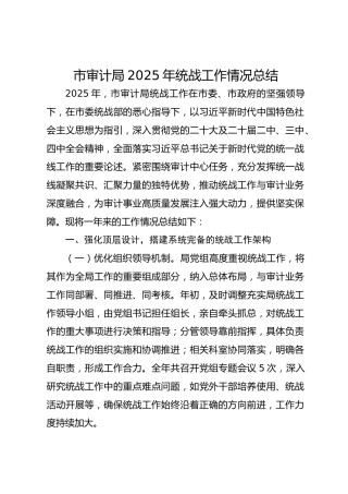市审计局2025年统战工作情况总结