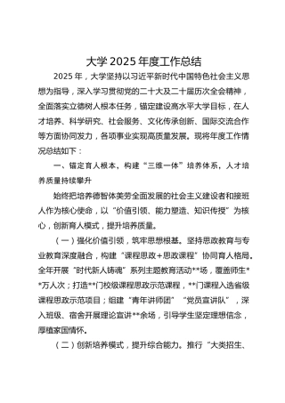 某大学2025年度工作总结