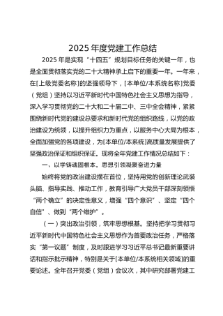 2025年度党建工作总结