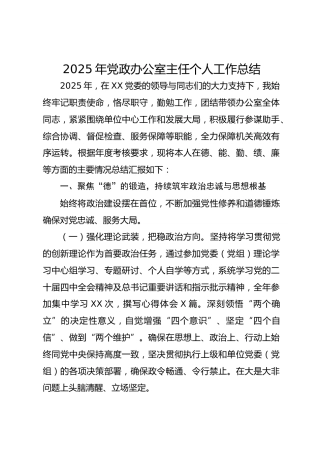 2025年党政办公室主任个人工作总结-