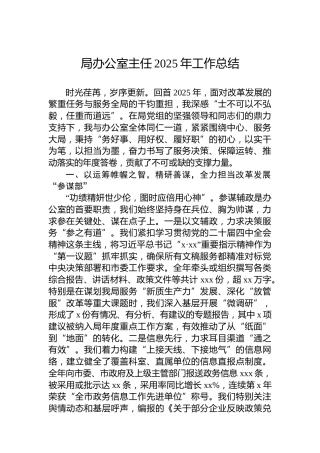 局办公室主任2025年工作总结