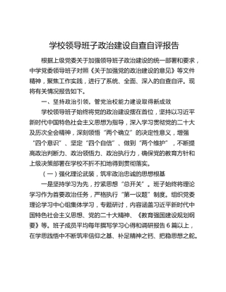 学校领导班子政治建设自查自评报告