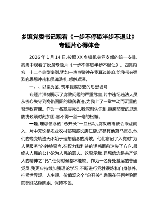 乡镇党委书记观看《一步不停歇半步不退让》专题片心得体会