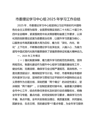 市委理论学习中心组2025年学习工作总结