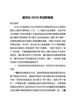 副市长2025年述职报告
