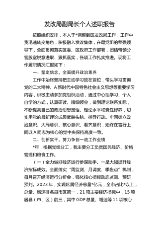 发改局副局长个人述职报告