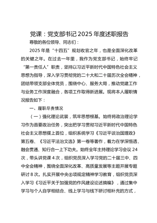 党支部书记2025年度述职报告