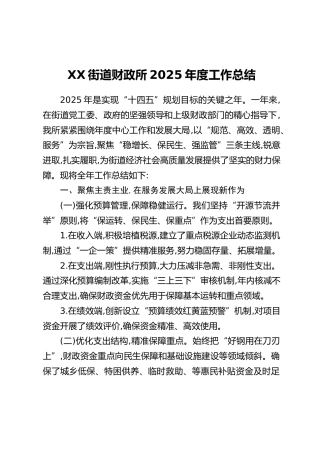 XX街道财政所2025年度工作总结