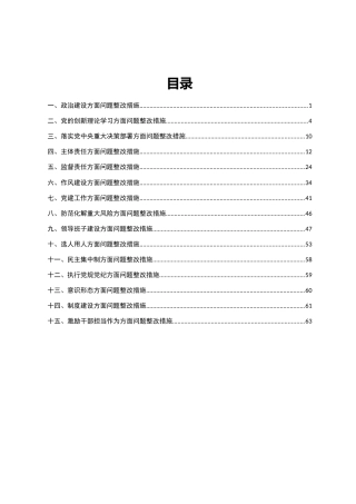 2025年民主生活会对照检查材料问题整改措施素材汇编