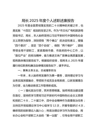 2025年度个人述职述廉报告（局长）
