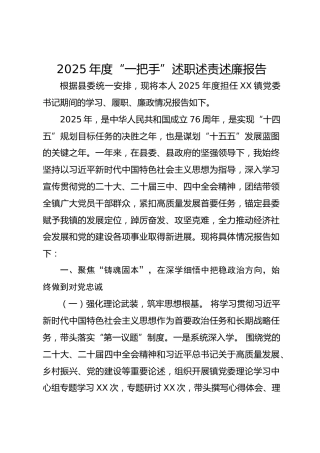 2025年度“一把手”述职述责述廉报告-