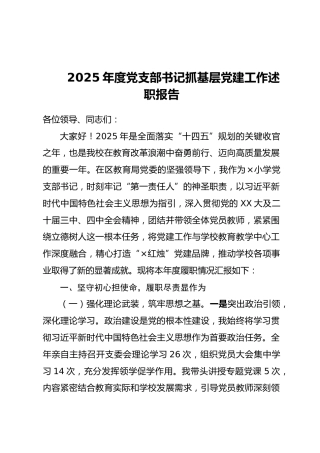 2025年度党支部书记抓基层党建工作述职报告 (2)