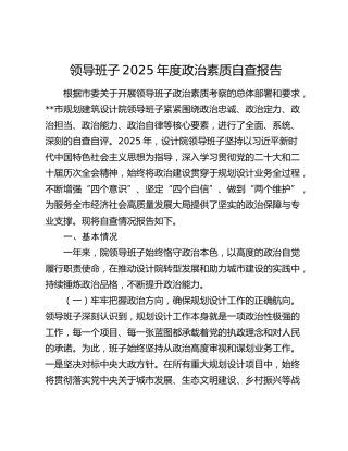 领导班子2025年度政治素质自查报告