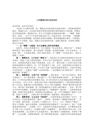 公司董事长研讨发言材料