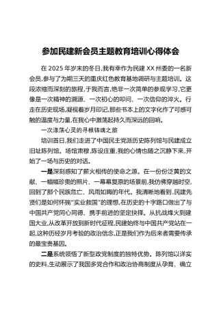 参加民建新会员主题教育培训心得体会