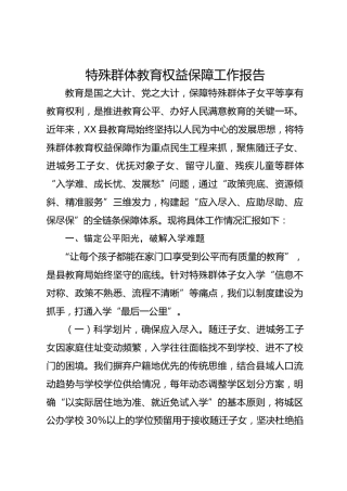 特殊群体教育权益保障工作报告