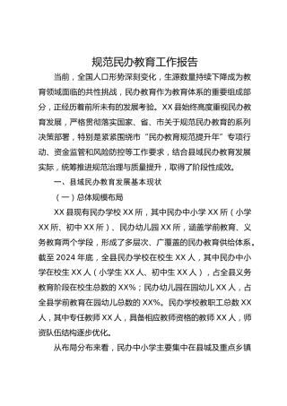 规范民办教育工作报告