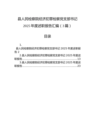 县人民检察院经济犯罪检察党支部书记2025年度述职报告汇编（3篇）