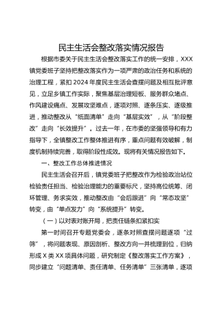 上年度民主生活会问题整改情况总结报告4100字