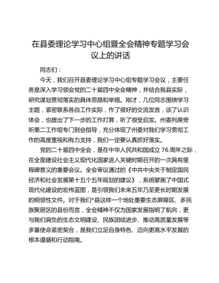 在县委理论学习中心组暨四中全会精神专题学习会议上的讲话