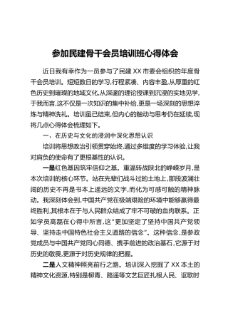 参加民建骨干会员培训班心得体会