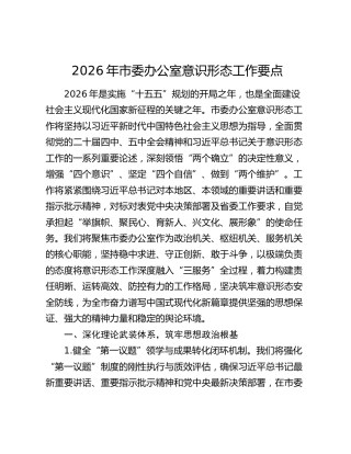 2026年市委办公室意识形态工作要点