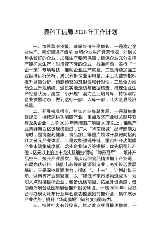 县科工信局2026年工作计划