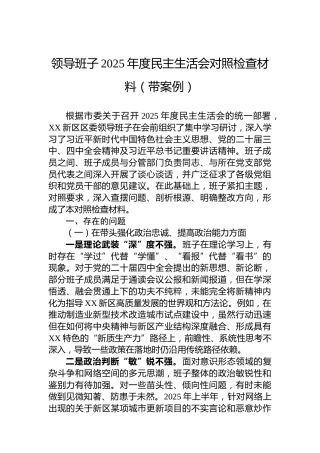 领导班子2025年度民主生活会对照检查材料（带案例）